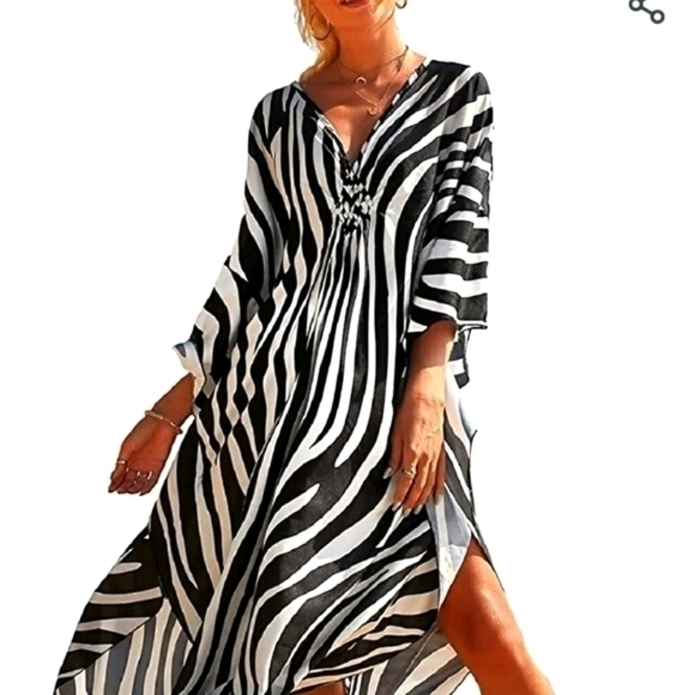 Sexy Vibes Zebra Caftan Vacay Vibes One Size